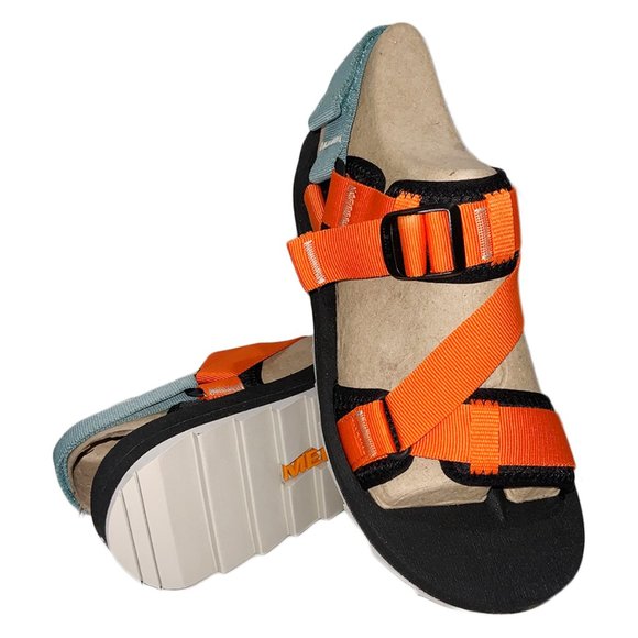 NWT MERRELL MSRP $84.99 MEN\'S BLACK EXUBERANCE ORANGE ALPINE STRAP SANDALS main image 3